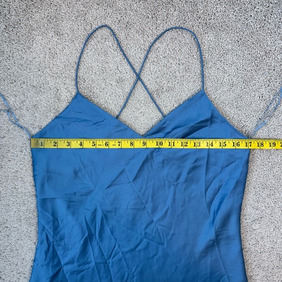 Lauren Ralph Lauren Satin Charmeuse Midi Slip Dress Pale Azure Blue 10 - Picture 6 of 7